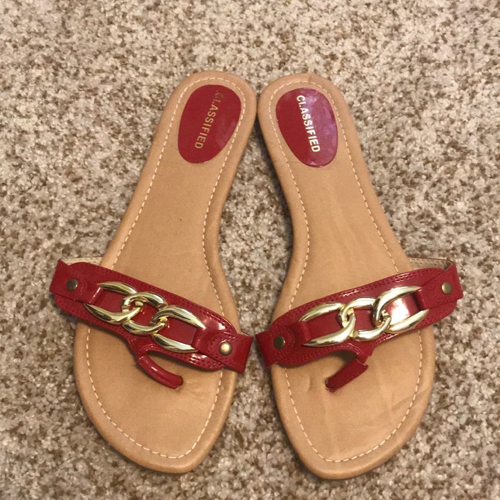 Flat Red Patent Leather Sandals